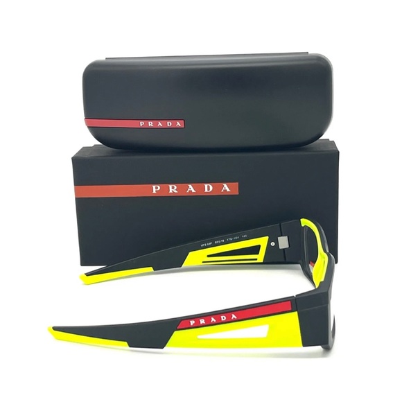 Prada Sport  PS 03PV  17G1O1 Matte Black Yellow  / Demo Lens 55mm Eyeglasses - Picture 4 of 4
